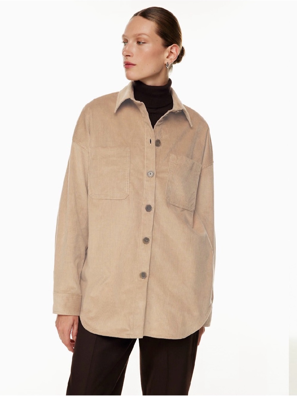 Babaton Graydon Shirt Corduroy Button-Front Shacket Oversized Fit